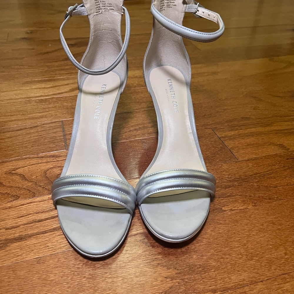 Kenneth Cole Women's Silver Ankle Strap Sandals